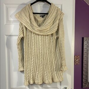Cable & Gauge Beige Cream & Gold Cowl Neck Sweater
